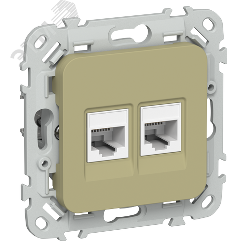 FLITE Розетка 2-местная RJ45/RJ11 категория 5Е/3 UTP РКТ5е/3-2-0-ФлО оливковый IEK