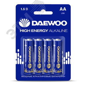 Элемент питания LR 6 (AA) DAEWOO High Energy Alkaline блистер, 4 шт.