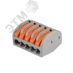 Клеммы монтажные многоразовые PTC-5P 222-415 450V 32A 0,08-2,5(4.0)mm2 , 5 отверстий, серые / 5 шт.