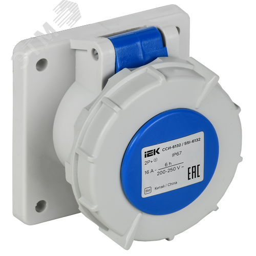 Розетка встраиваемая прямаяССИ-6132 16А-6ч 220В 2P+PE IP67 IEK