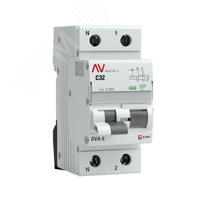 Автоматический выключатель дифференциального тока DVA-6 1P+N 32А (C) 30мА (AC) 6кА AVERES