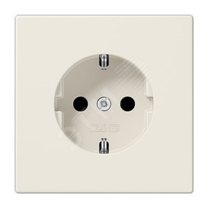 Штепсельная розетка SCHUKO одинарная, с заземлением, с шторками, 16A, 250В  (механизм + накладка, без рамки). Серия LS990  Материал- дуропласт  Цвет- слоновая кость