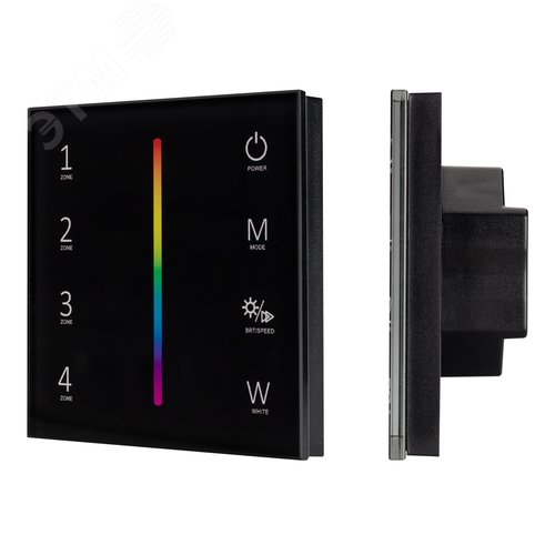 Панель Sens SMART-P30-RGBW Black 230V, 4 зоны, 2.4G ARL, IP20 пластик, 5 лет