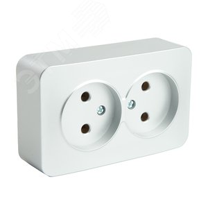 Розетка двухместная б/з 250В 10А серия София серебро STEKKER
