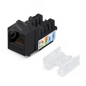 Вставка Keystone Jack RJ-45, категория 5e, заделка тип 110, черная, со стяжкой