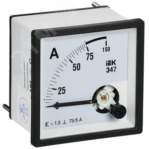 Амперметр Э47 75/5А класс точности 1,5 72х72 мм
