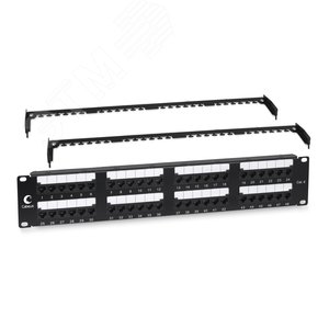 Патч-панель IDC 19' (2U), 48 портов RJ-45, категория 6, Dual IDC, с задним кабельным организатором