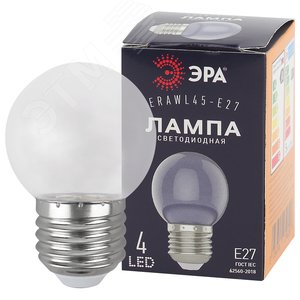 Лампа светодиодная декоративная LED 1 Вт 45Лм 3000К шар прозрачный, белт-лайт E27 220-240В ERAWL45-E27