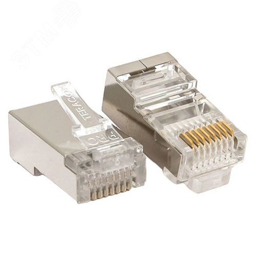 Коннектор RJ-45 TERACOM PRO экранированный 8P8C 30мкд Cat.5E универсальный (1 упак. - 20шт.)