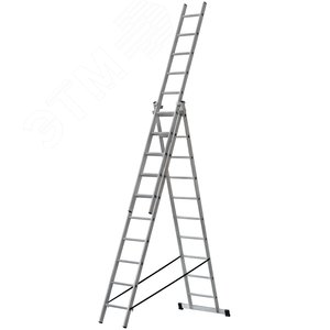 Лестница трехсекционная алюминиевая, 3x10 ступеней, H=285/481/674 см, вес 12.19 кг