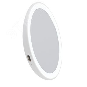 Зеркало карманное ULK-F73 SW/DIM/RECH WHITE с подсветкой с диммером Backstage Аккумулятор Li-Ion 150мАч в/к Теплый свет(3000К)/(4000К)/Дневной свет(6500К) белый