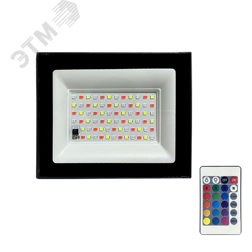 Прожектор светодиодный LED ДО PFL-30W RGB-RC черный IP65 JazzWay