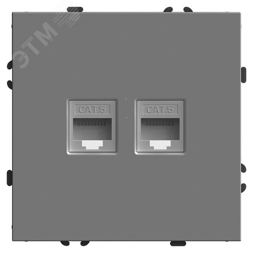 Розетка компьютерная 2-местная RJ-45 (механизм), серия Эмили платиново-серый soft touch STEKKER