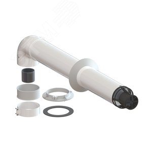 Дымоход коаксиальный 60/100 мм L 850 мм с хомутом, фланцем и втулкой