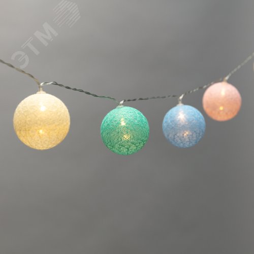 Фонарики Тайские пудра 1,5 м, прозрачный ПВХ, 10 LED, теплый белый, питание 2 х АА батарейки не в комплекте