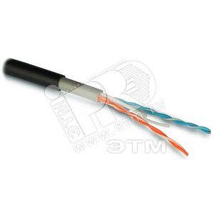 Витая пара Industrial Ethernet кат 5e 2x2x24 AWG (0.51 мм) однопроволочные жилы (solid) U/UTP для внутренней и внешней прокладки (-40°C – +70°C) двойная оболочка PVC (UV) черный