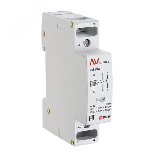 Контактор модульный КМ 25А 1NC+1NO 24VAC (1 мод.) AVERES EKF