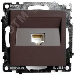 Розетка компьютерная одноместная RJ-45 (механизм), серия Катрин, шоколад Stekker