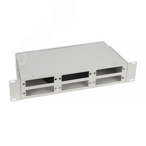 Кросс бокс оптический 19'' 2U на 6 адаптерных панелей. цвет серый