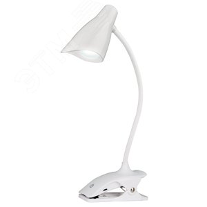 Светильник настольный TLD-560 White/LED/280Lm/5000K/Dimmer прищепка 3W. Сенсорный выключатель. Белый.
