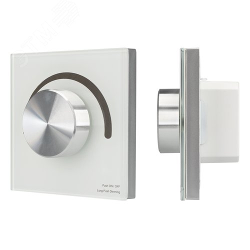 Панель SMART-P98-DIM-G-IN White 230V, 1.5A, 0/1-10V, Rotary, 2.4G ARL, стекло