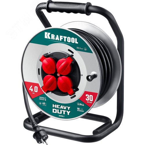 Удлинитель силовой на стальной катушке HEAVY DUTY, КГ 3х2.5 30м 4000Вт IP44