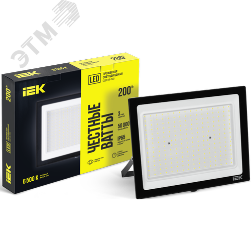 Прожектор СДО 06-200 светодиодный черный IP65 6500K IEK