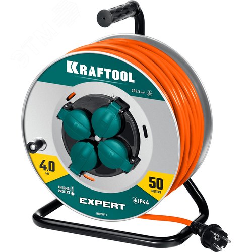 Удлинитель силовой на стальной катушке EXPERT, ПВС 3х2.5 50м 4000Вт IP44