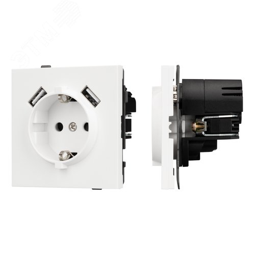 Механизм розетки с USB зарядкой SCT-TENDO-MUAA-SFPL-WH 230V, 16A, Белый, 1 пост