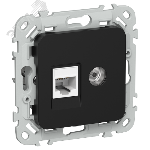 FLITE Розетка 2-местная RJ45/TV категория 6 UTP РКТВ6-2-0-ФлЧ черный IEK