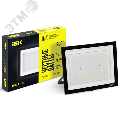 Прожектор светодиодный СДО 06-200 IP65 4000К черный IEK