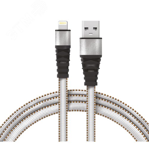 Кабель USB-Lightning 2.4 A, 1 м, белая нейлоновая оплетка, 18-7056,