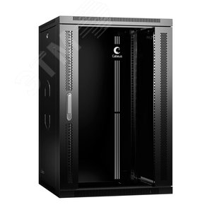 Шкаф телекоммуникационный настенный разобранный 19дюймов 18U 600x600x901mm (ШхГхВ) дверь стекло, цвет черный (RAL 9004)