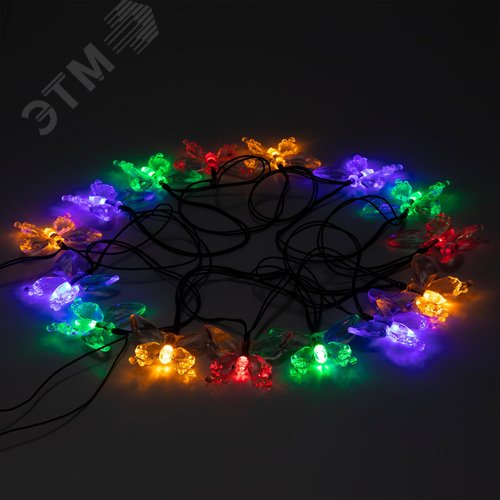 Садовая гирлянда на солнечной батарее Бабочки 20 LED 5,8 метра ERASF22-15 ЭРА