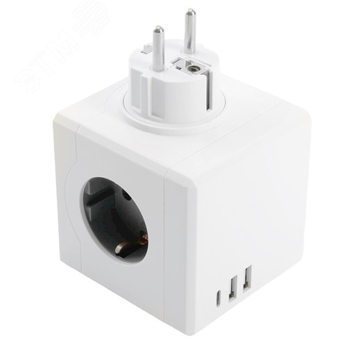 Разветвитель сетевой 3-местный 250В 16A 2хUSB A+Type C белый