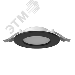 Светильник светодиодный DL-01 Slim 100 мм 8 Вт 3000 К CRI90 120x37 мм IP65/40 RAL9005 черный муар с рассеивателем опал аварийный автономный постоянного действия