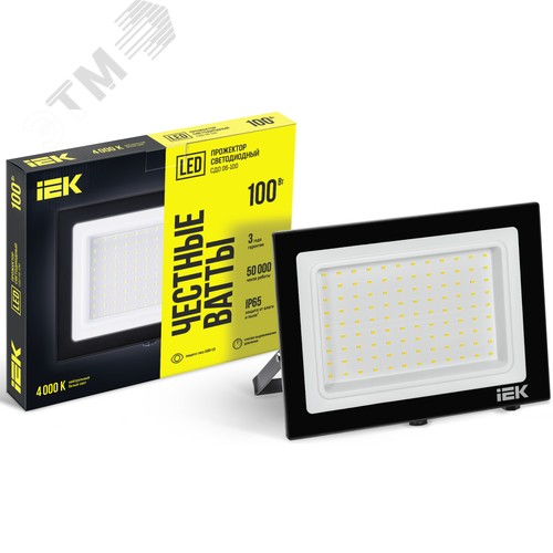 Прожектор светодиодный СДО 06-100 IP65 4000К черный IEK