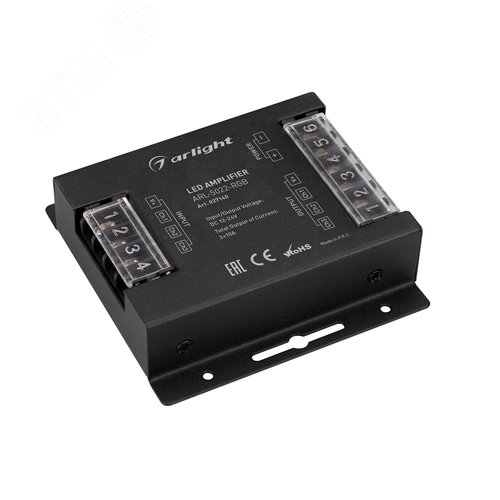 Усилитель ARL-5022-RGB 12-24V, 3x10A, 360-720W ARL, IP20 металл, 2 года