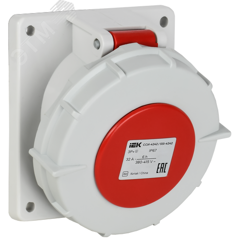 Розетка встраиваемая ССИ-4242 32А-6ч/380В 3P+PE IP67 IEK