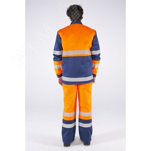 Костюм для дорожника (тк.Смесовая,210) п/к, оранжевый/т.синий, 44-46 170-176