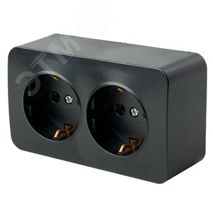 Розетка двухместная с/з 250В 10А серия София черный STEKKER