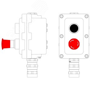 Пост управления взрывонепроницаемый из алюминия LCSD-02-B-MC-P1B(11)x1-P6E(11)x1-PCMB-KA3MHK