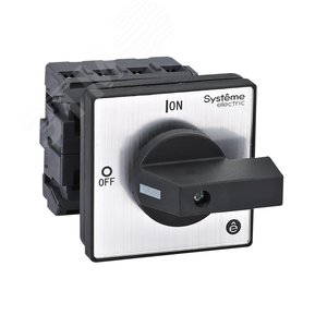 ВЫКЛЮЧАТЕЛЬ-РАЗЪЕДИНИТЕЛЬ 4P 25A IP20 С ЧЁРНОЙ РУКОЯТКОЙ НА ДВЕРЦУ 4 ВИНТАМИ