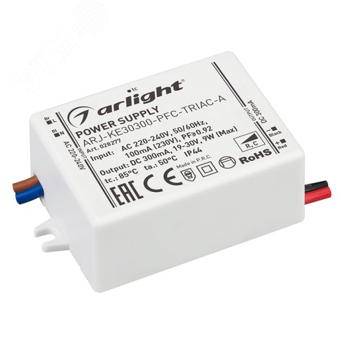 Блок питания ARJ-KE30300-PFC-TRIAC-A (9W, 300mA) (ARL, IP44 Пластик, 5 лет)