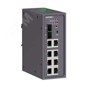 Промышленный управляемый коммутатор, 2х100Base-X, 1000Base-X, 10/100/1000Base-T(X) SFP слота, 8х10/100Base-T(X) портов RJ45, консольный порт Mini USB, 24-48В DC (18-72В DC), с резервированием