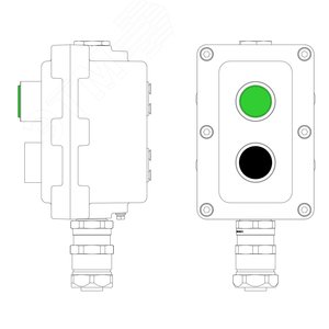 Пост управления взрывонепроницаемый из алюминия LCSD-02-B-MB-L1G(220)x1-P1B(11)x1-PBMB-KAEPM2MHK-20