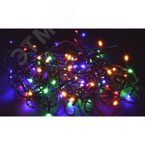 LIGHTING Гирлянда нить 10м 100 светодиодов RGB IP20 зеленый шнур 1,5м 230В контроллер 8 сцен IEK