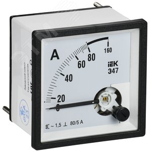 Амперметр Э47 40/5А класс точности 1,5 72х72 мм
