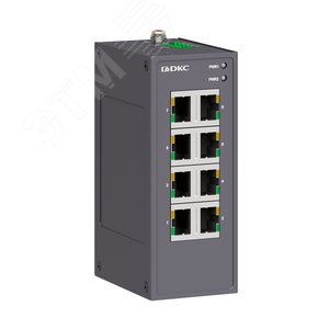 Промышленный неуправляемый коммутатор, 8х10/100Base-T(X) портов RJ45, 12-48В DC/18-30В AC, с резервированием