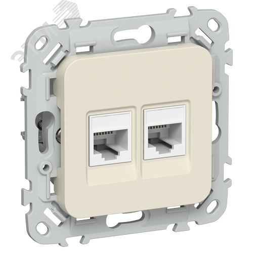 FLITE Розетка 2-местная RJ45/RJ11 категория 5Е/3 UTP РКТ5е/3-2-0-ФлСл сливочный IEK